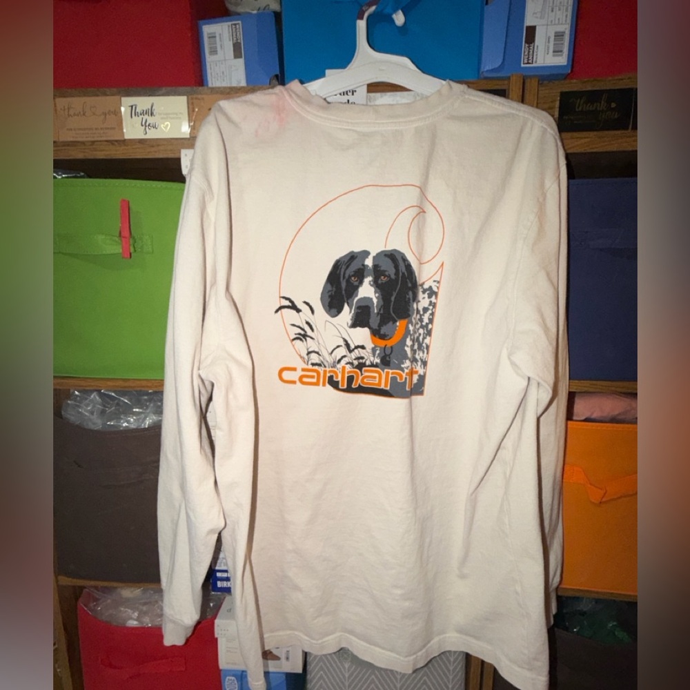 Carhartt Tan Dog Graphic Long Sleeve Shirt - Picture 4 of 11